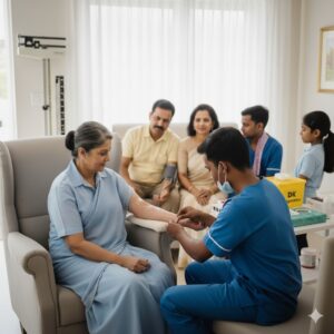 Family receiving home health checkups